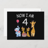 Now I am 4 year old 4th Birthday at the Zoo ポストカード (正面/裏面)