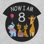 Now I am 8 years old 8th Birthday at the Zoo ワッペン<br><div class="desc">Happy 8th Birthday. Funny and lovely Kids Birthday design with a cute Elephant,  two ferrets and a giraffe celebrating your birthday at the zoo.</div>