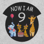 Now I am 9 years old 9th Birthday at the Zoo ワッペン<br><div class="desc">Happy 9th Birthday. Funny and lovely Kids Birthday design with a cute Elephant,  two ferrets and a giraffe celebrating your birthday at the zoo.</div>