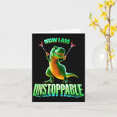 Now I Am Unstoppable Funny T-rex Tyrannosaurus Din カード (黄色い花)