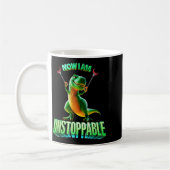 Now I Am Unstoppable Funny T-rex Tyrannosaurus Din コーヒーマグカップ (左)