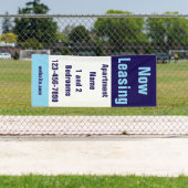 Now Leasing Apartment Name Light Dark Blue & White 横断幕 (インサイチュ)