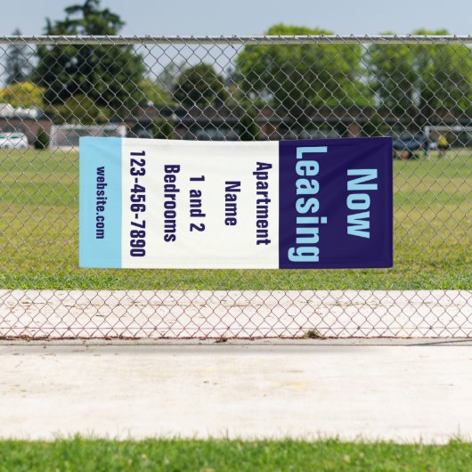 Now Leasing Apartment Name Light Dark Blue & White 横断幕 (インサイチュ)