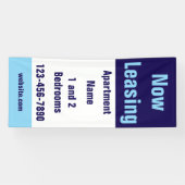Now Leasing Apartment Name Light Dark Blue & White 横断幕 (横)