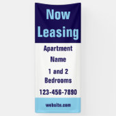 Now Leasing Apartment Name Light Dark Blue & White 横断幕 (縦)