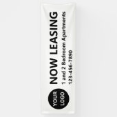 Now Leasing Apartments Black and White Your Logo 横断幕 (縦)