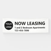 Now Leasing Apartments Black and White Your Logo 横断幕 (横)