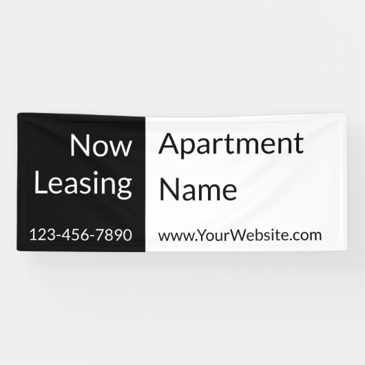 Now Leasing Black and White Apartment Name & Phone 横断幕 (横)