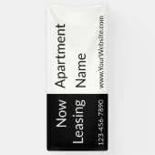 Now Leasing Black and White Apartment Name & Phone 横断幕 (縦)