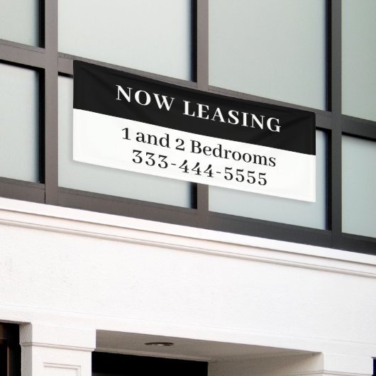 Now Leasing Black & White Apartments for Rent Bann 横断幕 (ビルの外側)