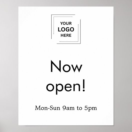 Now Open | ビジネスオープニングタイムロゴホワイト ポスター (正面)