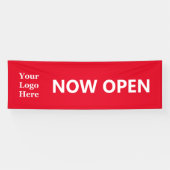 NOW OPEN ロゴ入り赤白ビジネスデザイン 横断幕 (横)