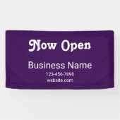 Now Open Business Name Phone Website Purple 横断幕 (横)