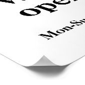 Now Open | Custom Business Logo Opening Hours ポスター (角)