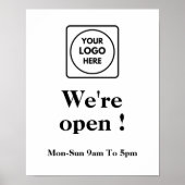Now Open | Custom Business Logo Opening Hours ポスター (正面)