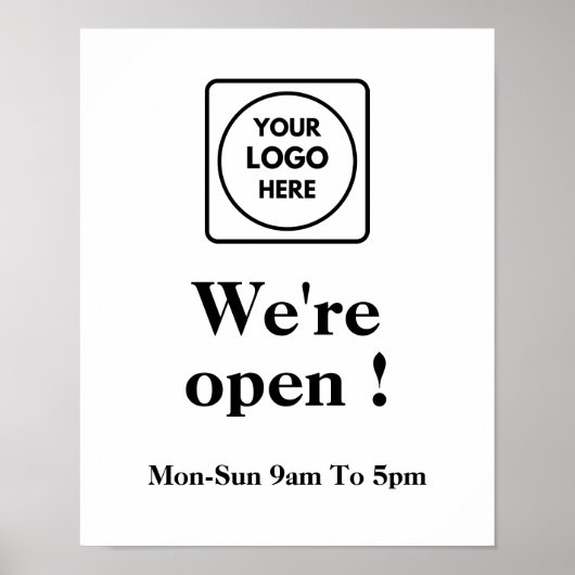 Now Open | Custom Business Logo Opening Hours ポスター (正面)