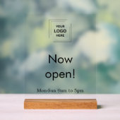 Now Open Store Hours | Custom Business Logo  アクリルサイン (ニュートラル)