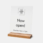 Now Open Store Hours | Custom Business Logo  アクリルサイン (傾斜)