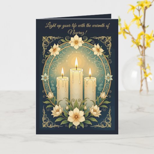 Nowruz Candles Bringing Warmth, Light,  カード (黄色い花)