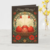 Nowruz Eggs of Renewal Persian Spring Art カード (黄色い花)