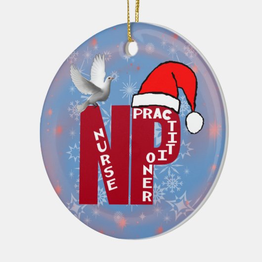 NPのクリスマスのオーナメントのサンタの帽子のナースPRACTIONER セラミックオーナメント (左)