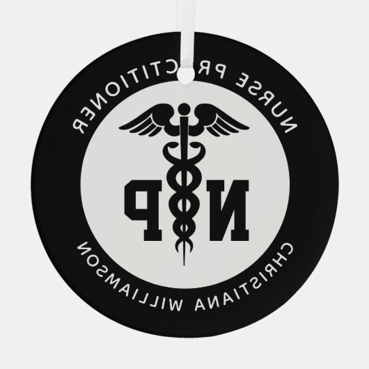 NPカスタムナース開業医の卒業幹部 ガラスオーナメント (裏面)