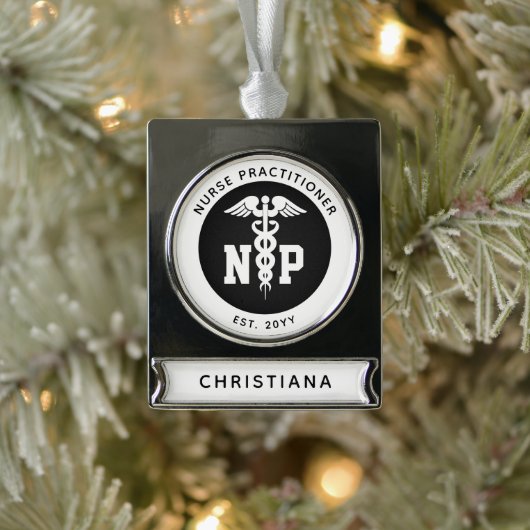 NPカスタムナース開業医の卒業幹部 シルバープレートバナーオーナメント (ツリー)