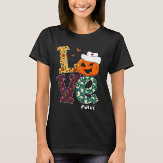 NPナースハロウィーン怖いカボチャナースライフ Tシャツ
