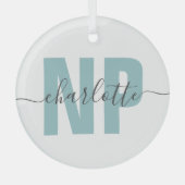 NPパーソナライズされたナース開業者卒業シック ガラスオーナメント (正面)