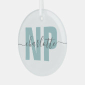 NPパーソナライズされたナース開業者卒業シック ガラスオーナメント (正面左)