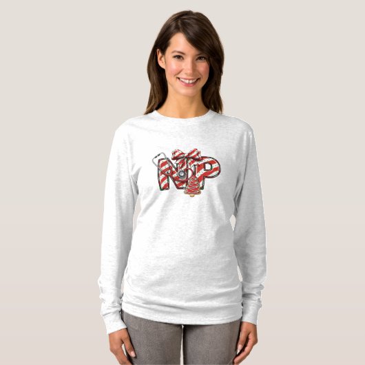 NP Nurse Practitioner Christmas Long Sleeve Tシャツ (正面フル)