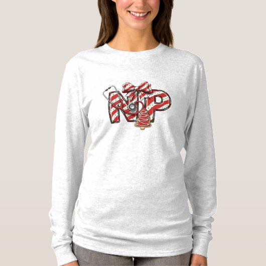 NP Nurse Practitioner Christmas Long Sleeve Tシャツ (正面)
