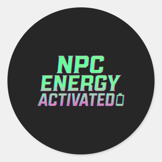 NPCエネルギー活性化おもしろい美意識ゲーマーRGBピクセル ラウンドシール (正面)