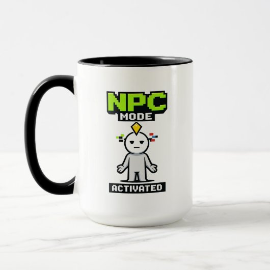 NPCモード起動 ピクセル面白アニメ マグカップ (左)