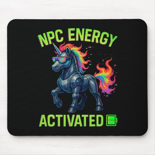 Npc エナジー起動 面白い美学 ゲーマー RGB ピクセル マウスパッド (正面)