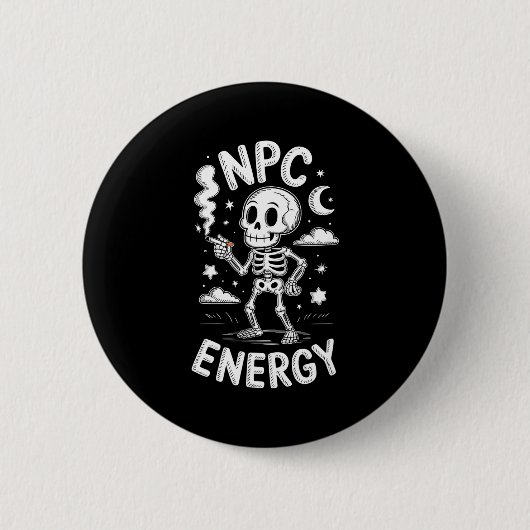 Npc エネルギースケルトン面白いミーム 缶バッジ (正面)