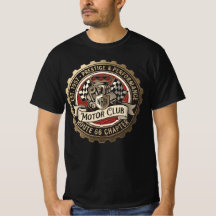 NRH モータークラブ ルート66 ビンテージガレージ メンズTシャツ