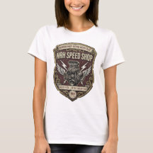 NRH Speed Shop ビンテージ ホットロッド ガレージ レディースTシャツ