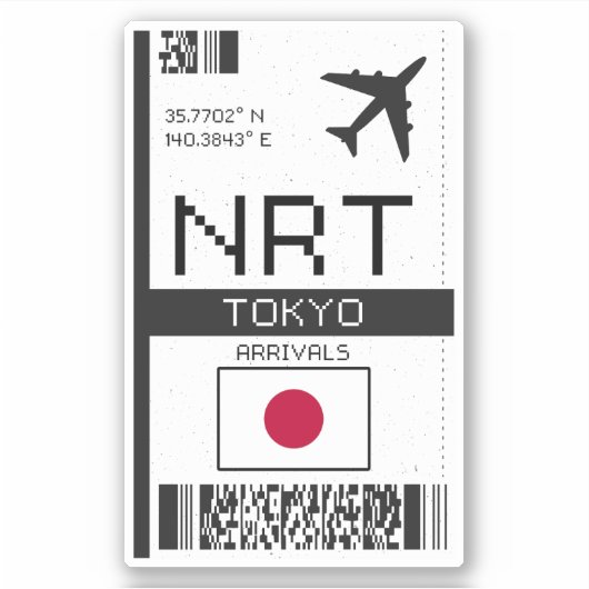 NRT東京ボーディングパス – Japan Travel シール (正面)