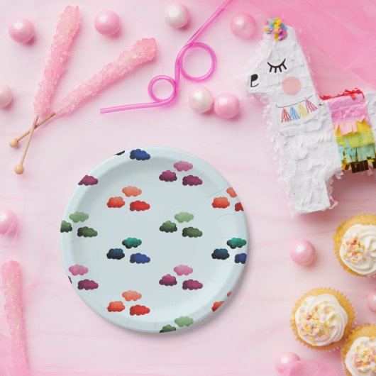 Nuages multicolores à l'aquarelle ペーパープレート (パーティー)