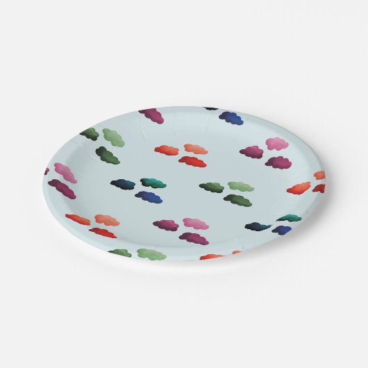 Nuages multicolores à l'aquarelle ペーパープレート (アングル)