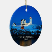 Nubble Holiday Lights Famly Lighthouse セラミックオーナメント (右)
