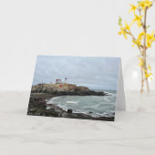 Nubble Light Houseフォトグリーティン空白のグ カード (黄色い花)
