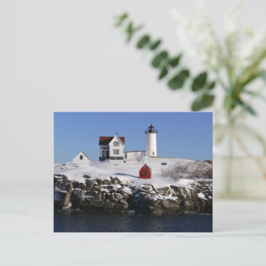 Nubble Light House in Winter ポストカード (スタンド正面)