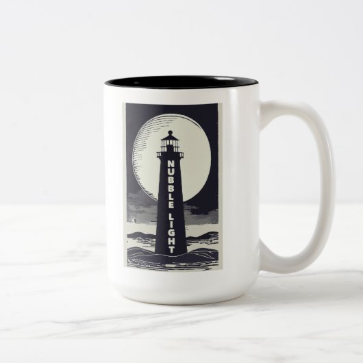 Nubble Light Maine Lighthouse Moon ツートーンマグカップ (右)