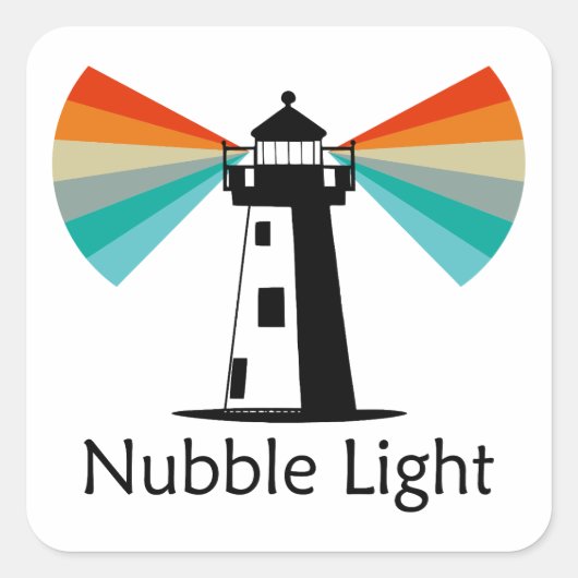 Nubble Light Maine Rainbow スクエアシール (正面)