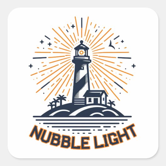 Nubble Light Maine Sunrise スクエアシール (正面)
