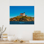 Nubble Lighthouse Maine Nautical Poster ポスター (キッチン)