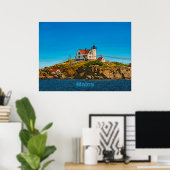 Nubble Lighthouse Maine Nautical Poster ポスター (ホームオフィス)
