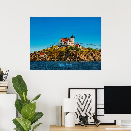 Nubble Lighthouse Maine Nautical Poster ポスター (ホームオフィス)